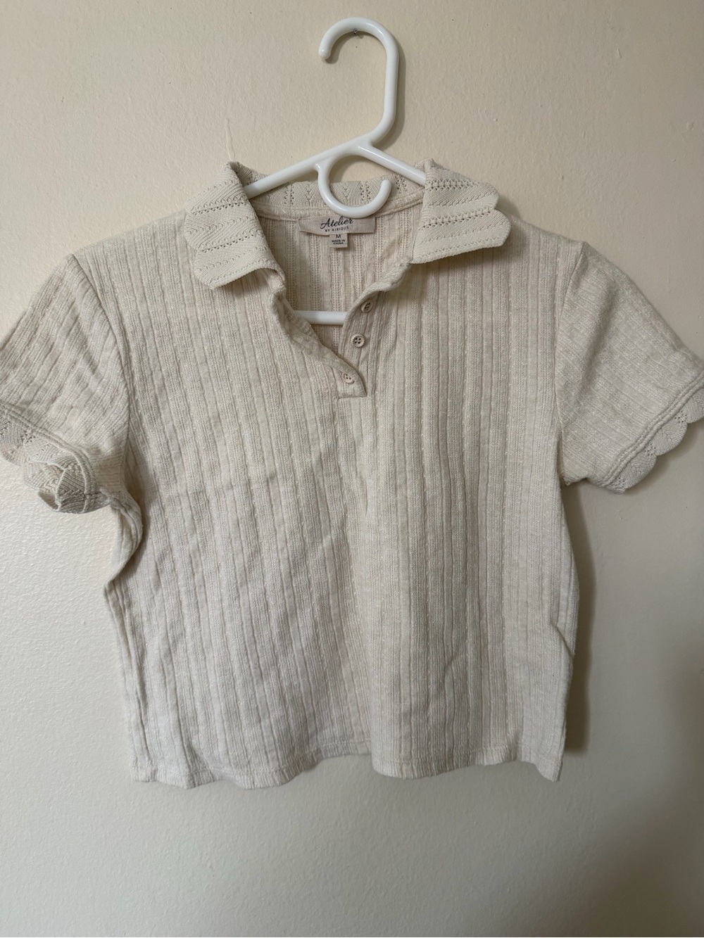 Atelier Natural Knit Polo Top - Cream